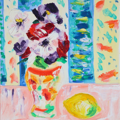 Anemones after G. L. Hunter, Tamara Jare, oil on canvas