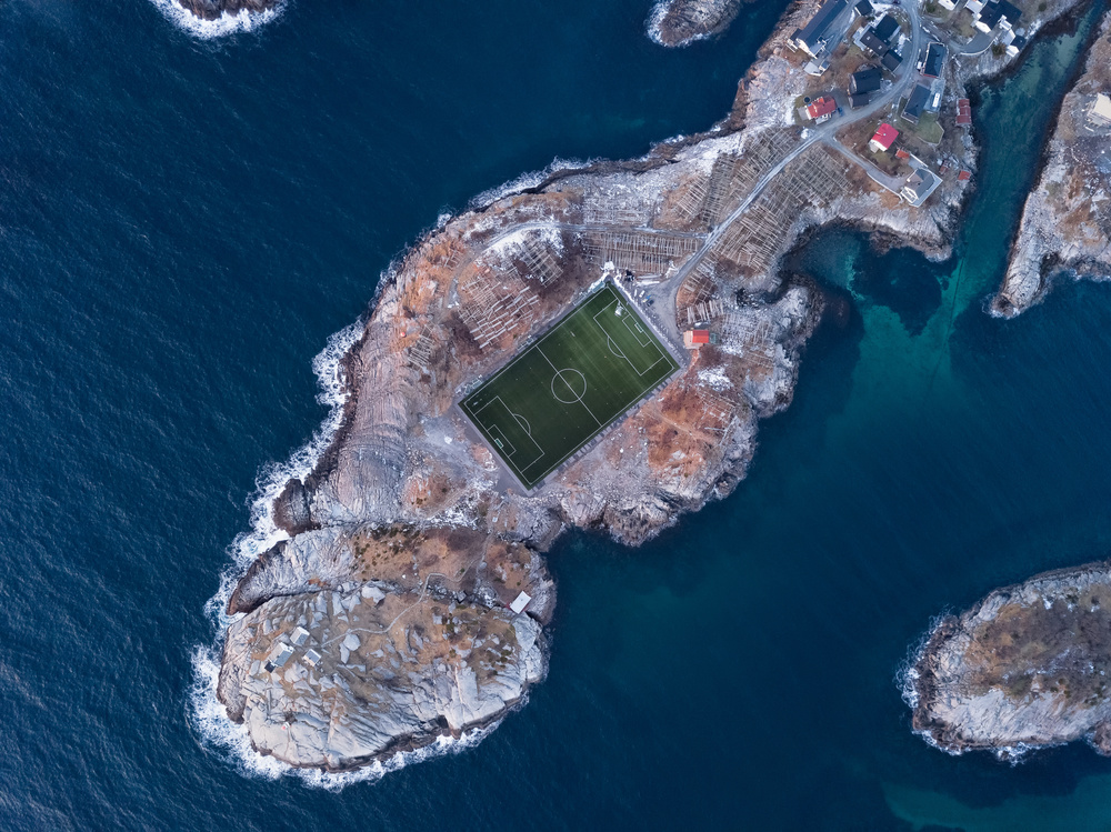 Nordic Island Soccer Field by Rafal R. Nebelski — canvas wall art