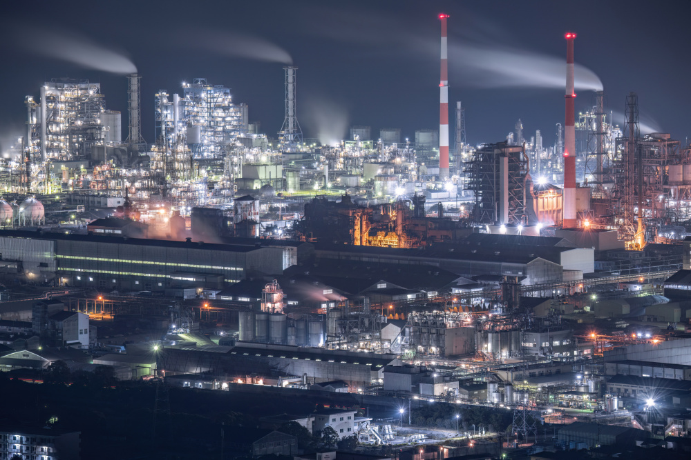 Glowing Industrial Night by Kobayashi Tetsurou — canvas wall art