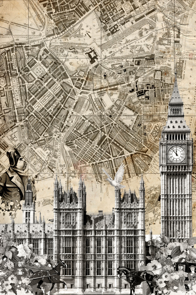 London Landmarks Map by Simon Goggin — canvas wall art