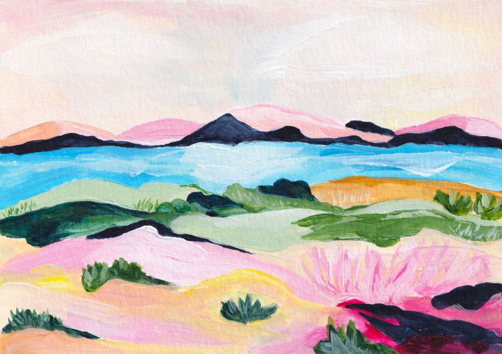 Colorful Mountain Lake by Dirkie Nell — canvas wall art