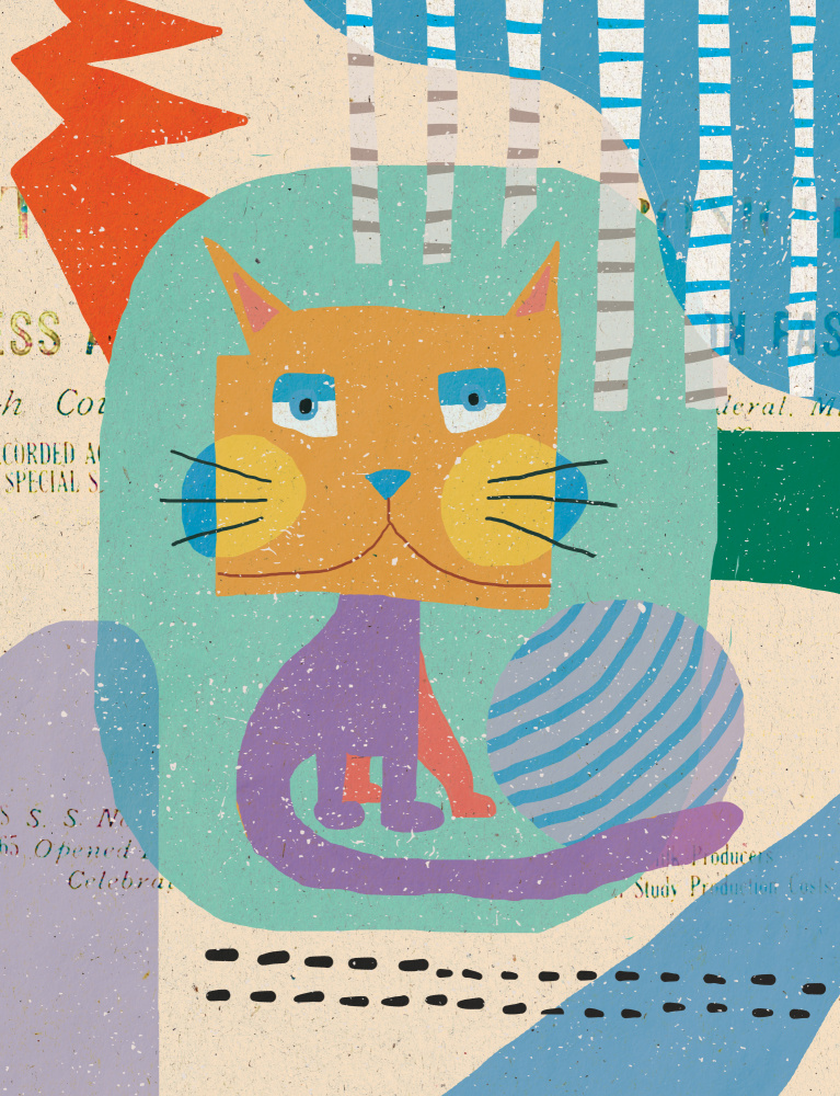 Playful Geometric Cat by Aylin Demir — canvas wall art