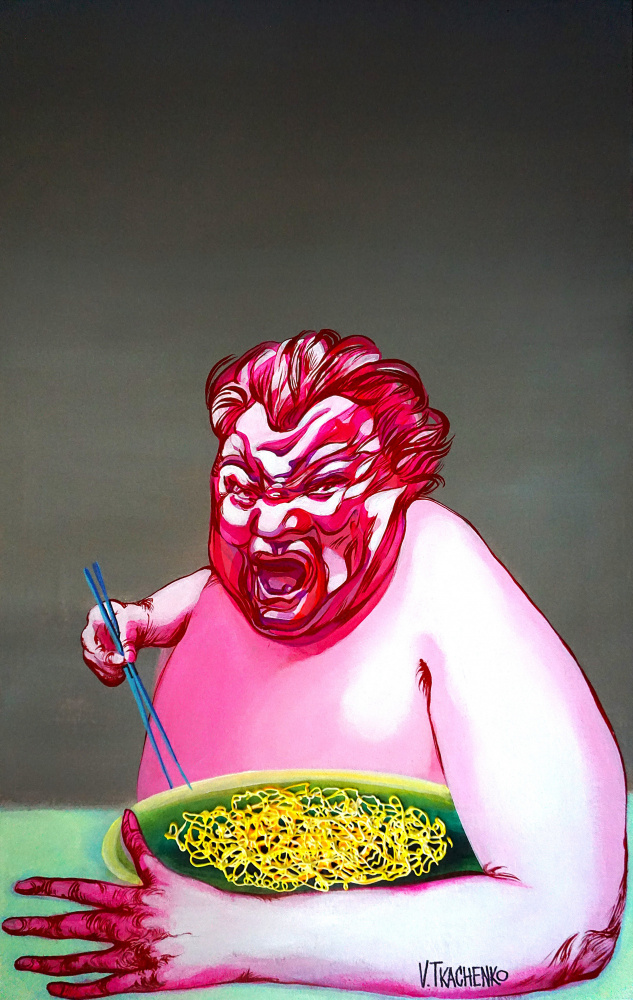 Angry Noodle Eater by Victor Tkachenko — canvas wall art