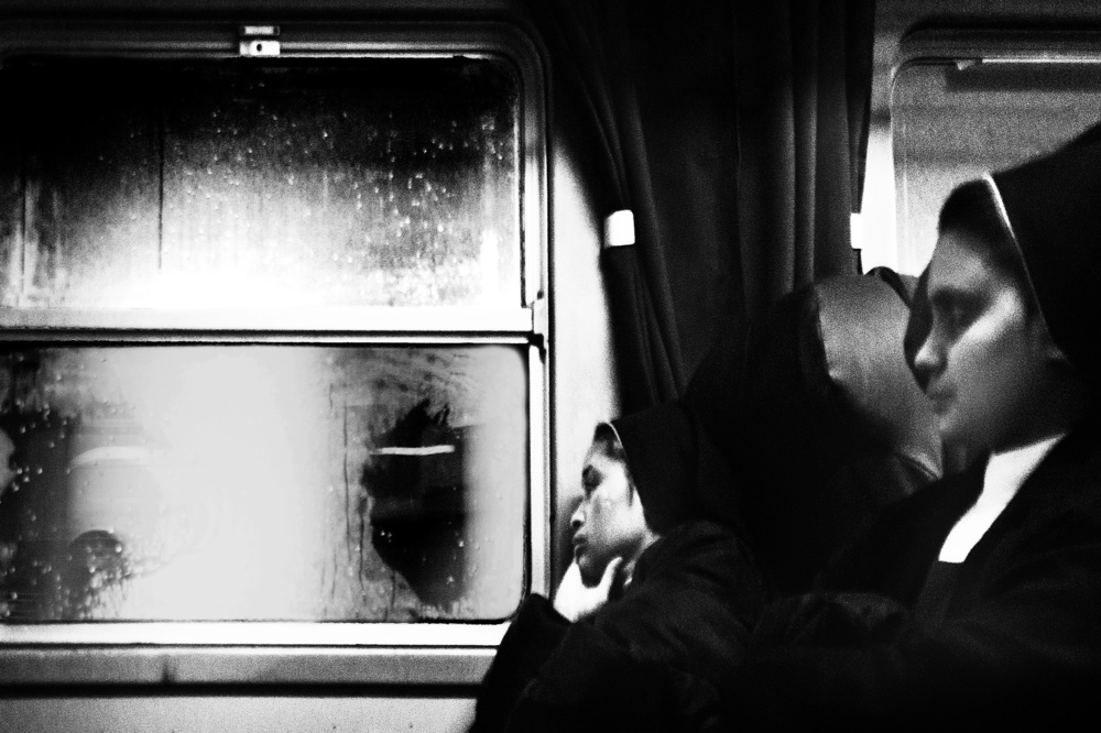 Sisters on a Train by Franco Maffei — canvas wall art