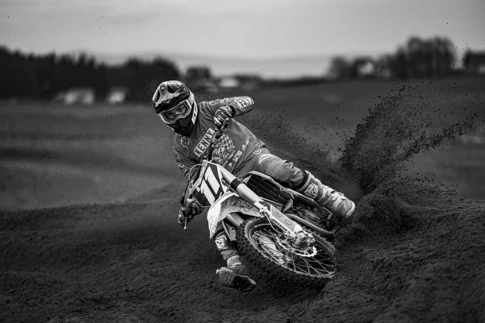 Motocross Cornering Action by ATTILA SZABO — canvas wall art