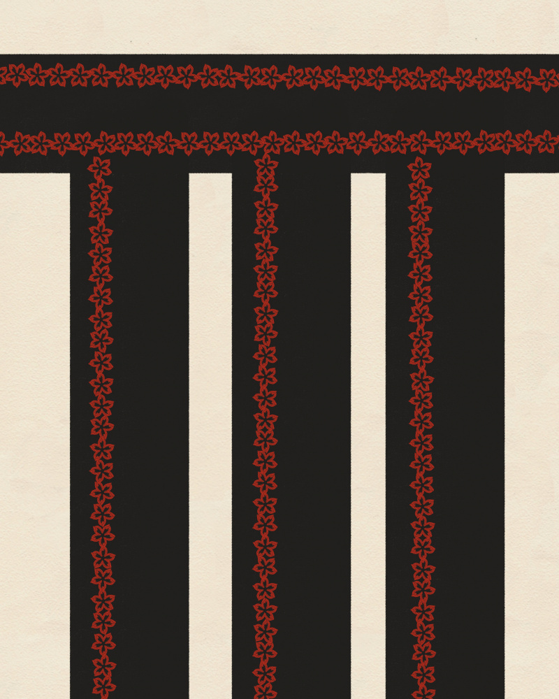 Black Red Floral Stripes by Deepthi s — canvas wall art