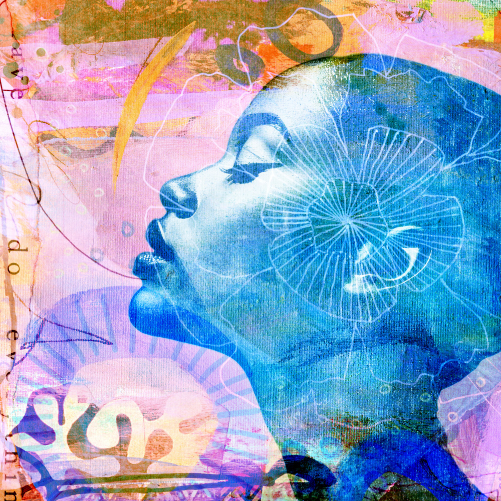 Meditative Blue Profile by Marja van den Hurk — canvas wall art