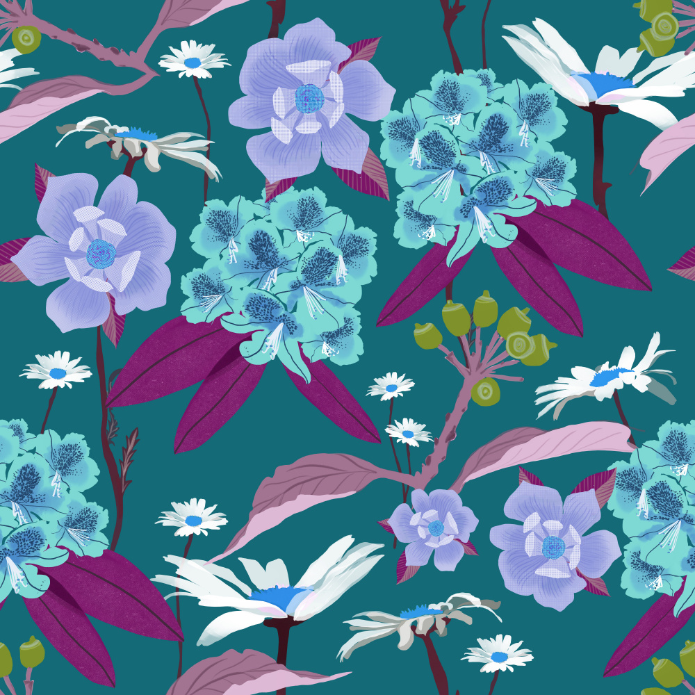 Vibrant Floral Pattern by Charlotte Trudgett — canvas wall art
