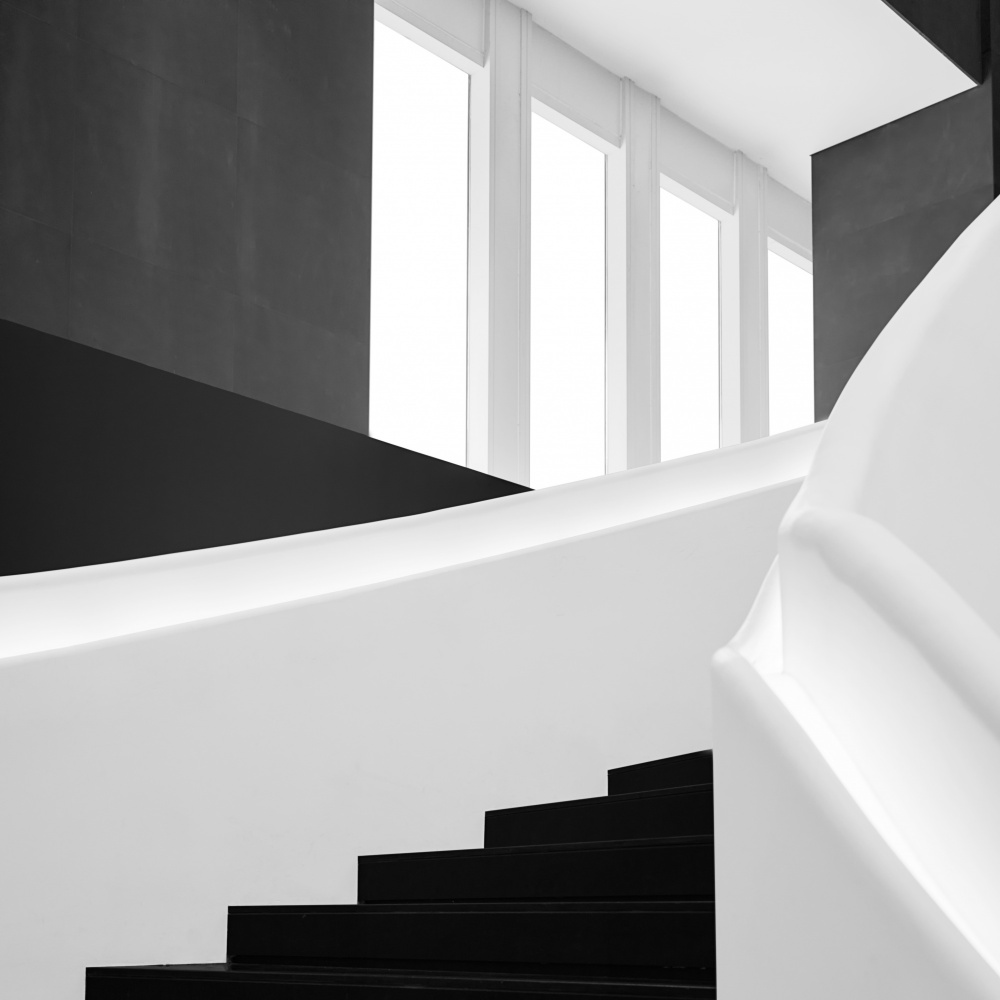 Modern Black White Staircase by Xiaopeng Guan — canvas wall art