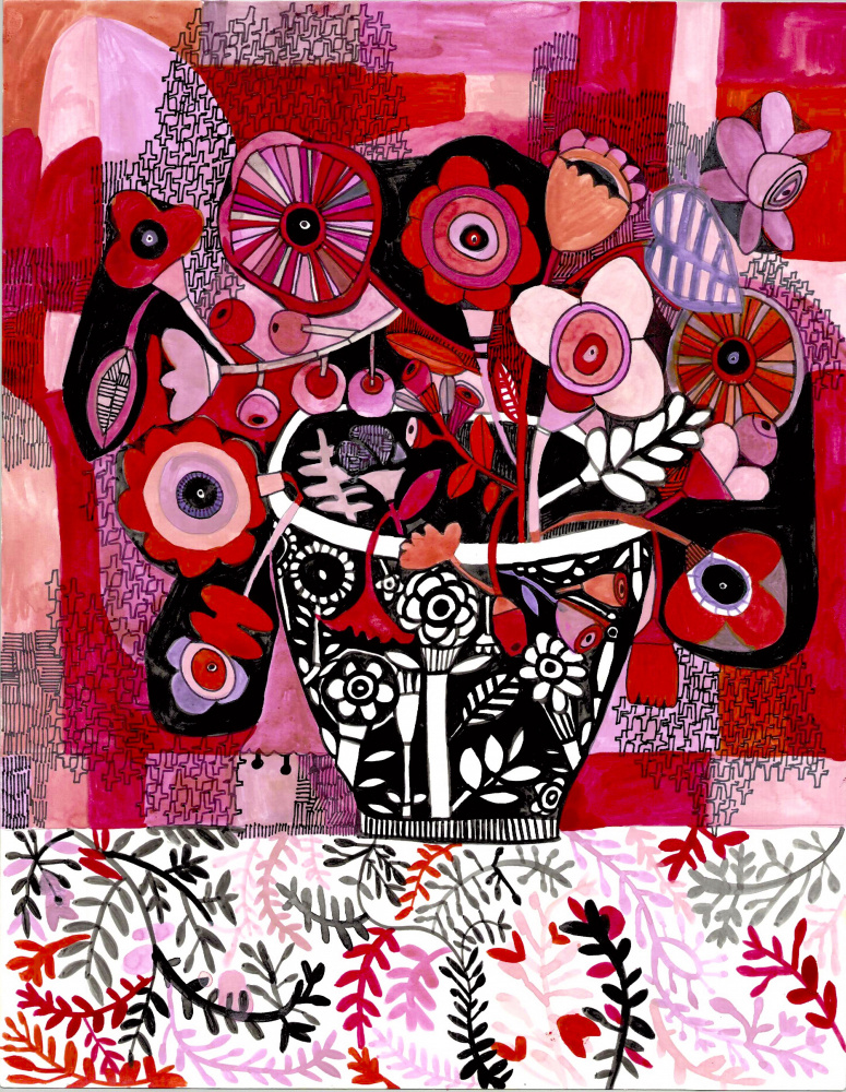 Shades of Pink Still Life by Sharon Nullmeyer — canvas wall art