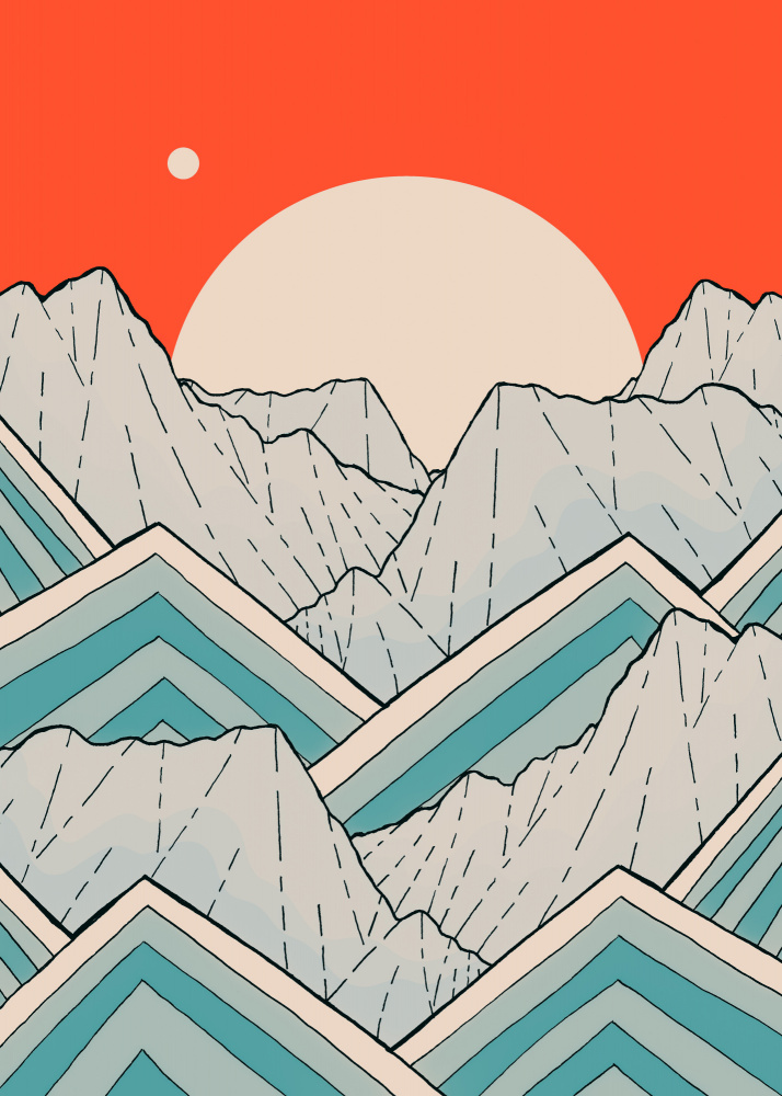 Red Sky Mountain Peaks by Stephen Wade — canvas wall art