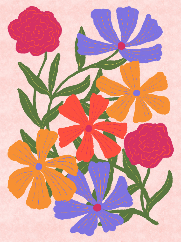Vibrant Garden Flowers by Aliya Putrus — canvas wall art