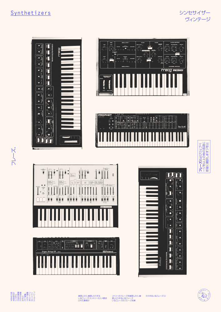 Vintage Synthesizer Collection by Florent Bodart — canvas wall art