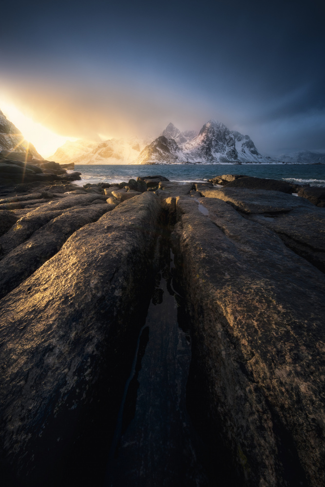 Golden Light Winter Peaks by Marian Kuric QEP — canvas wall art