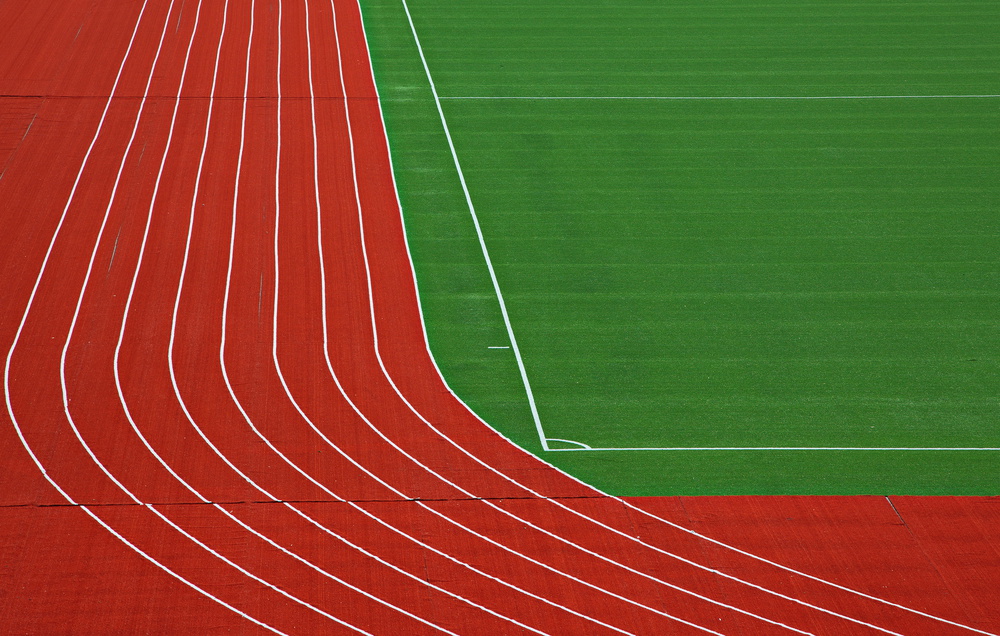 Athletic Track Corner by Hans Peter Rank — canvas wall art