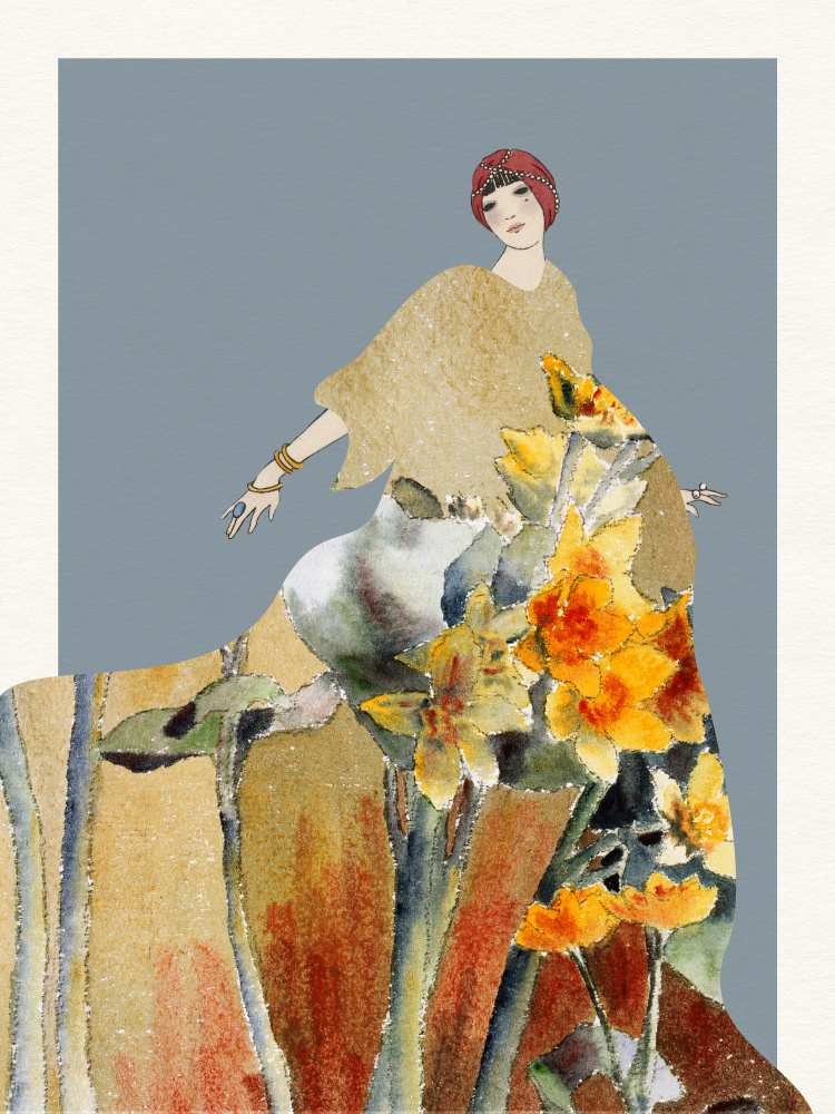 Golden Floral Woman by Wild Violets — canvas wall art