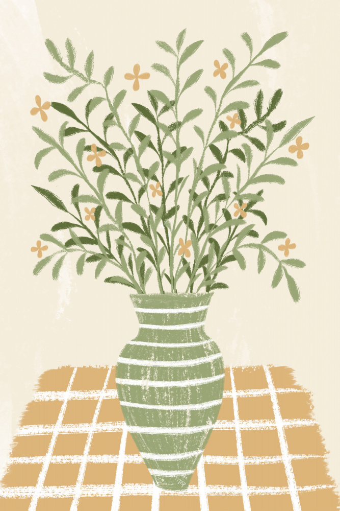 Botanical Vase Checkered Table by Martina — canvas wall art