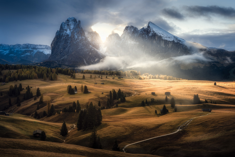 Sunlit Alpine Valley by Marian Kuric QEP — canvas wall art