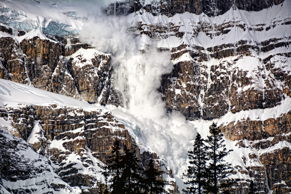Powerful Mountain Avalanche by Alain Turgeon — canvas wall art