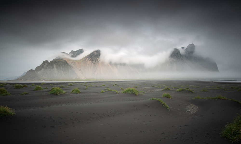 Misty Black Sand Mountains by Andrea Auf dem Brinke — canvas wall art
