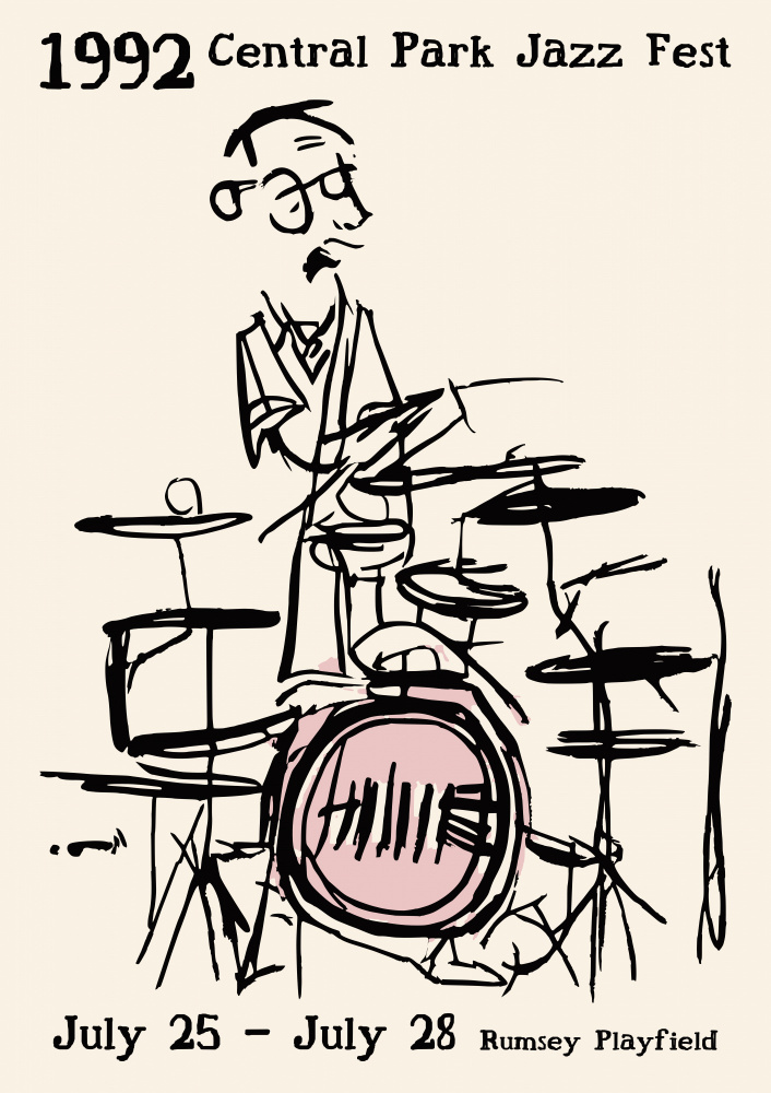 Cartoon Jazz Drummer by Patryk Krygowski — canvas wall art