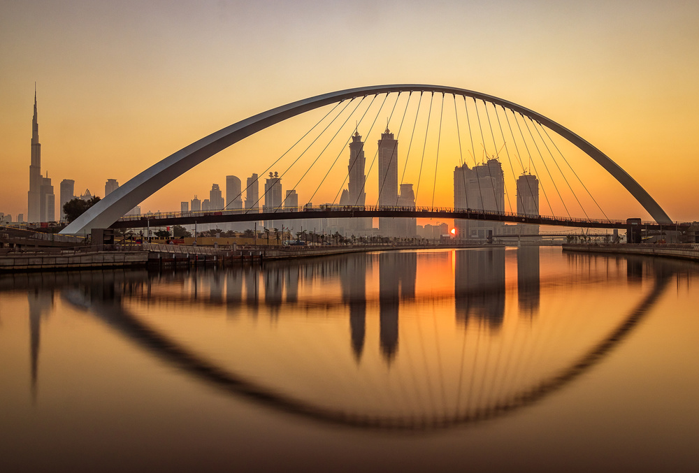 Dubai Golden Hour Reflection by Mohammed Shamaa — canvas wall art