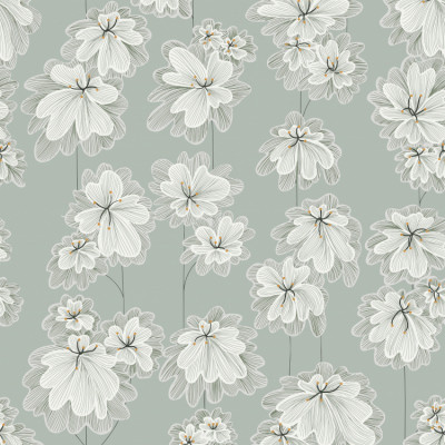 Japandi Farmhouse Flowers sage green seamless pattern
