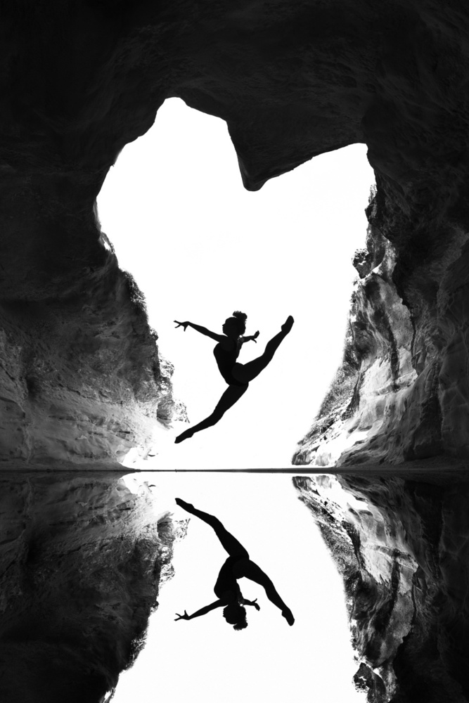 Dancer In Cave Reflection by Eyal Amer — canvas wall art