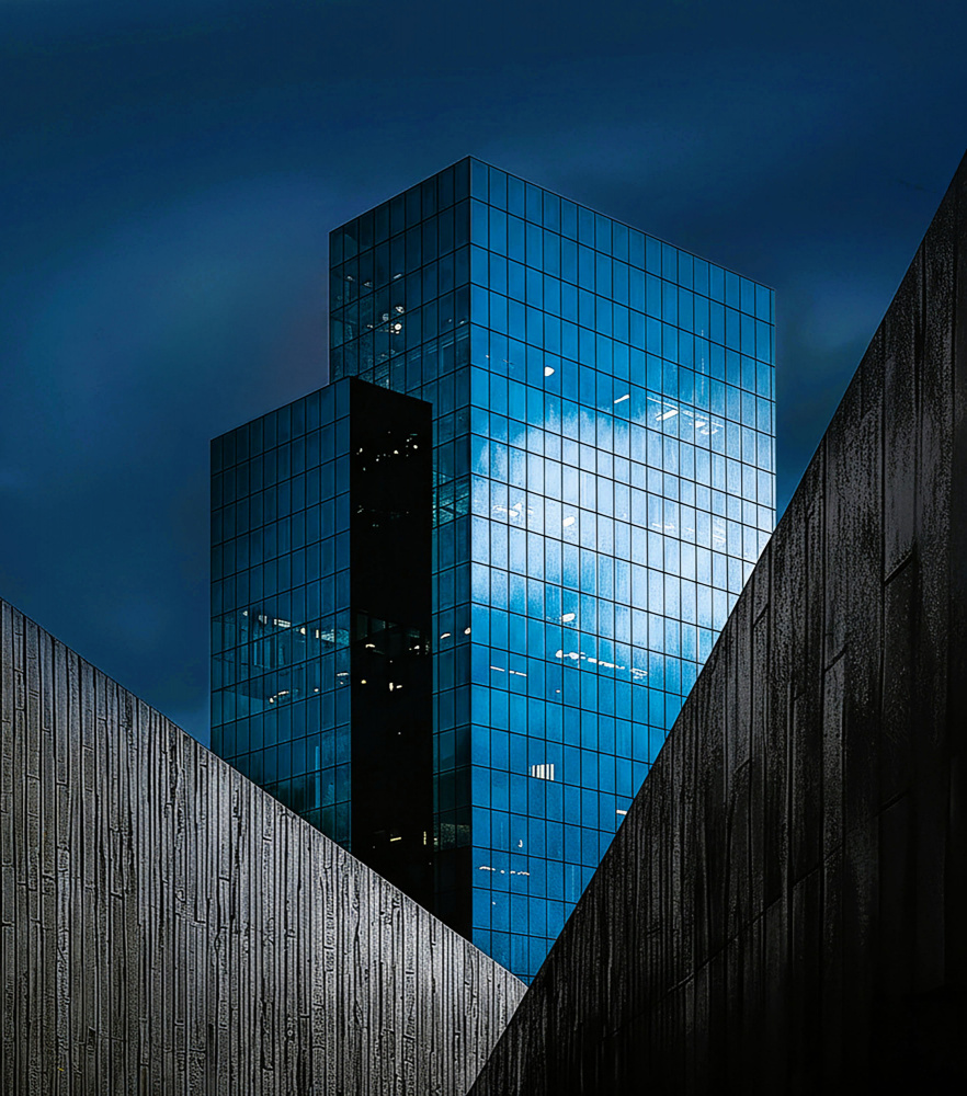 Modern Blue Cityscape by Arnon Orbach — canvas wall art