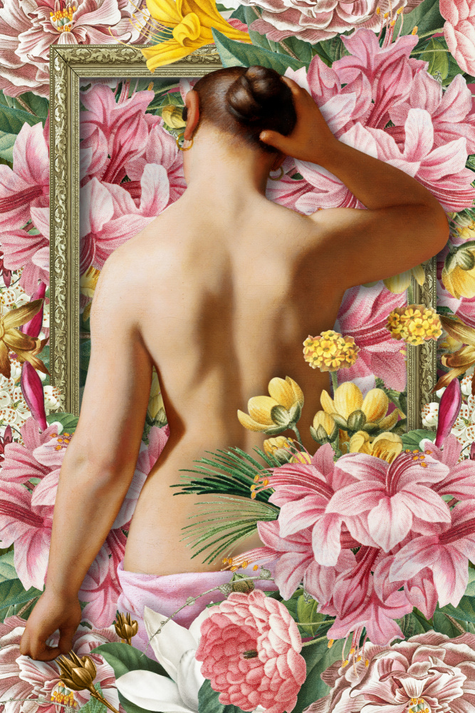 Woman Among Blooms by Marja van den Hurk — canvas wall art