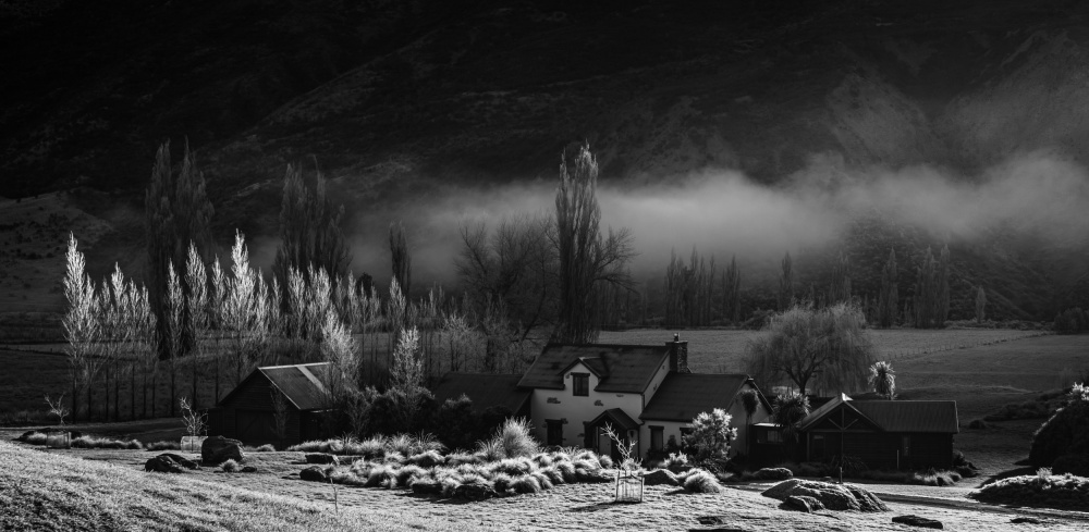 Misty Farm Landscape by Zhaonian Zhou — canvas wall art