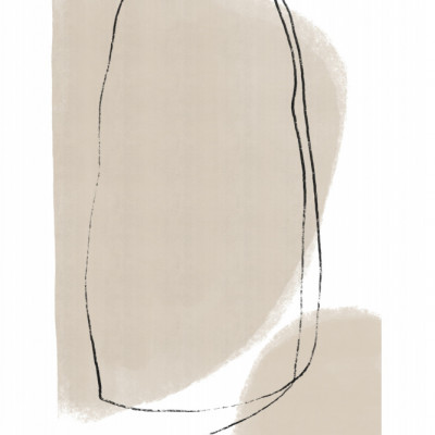Soft Beige Shapes And Fluid Black Lines
