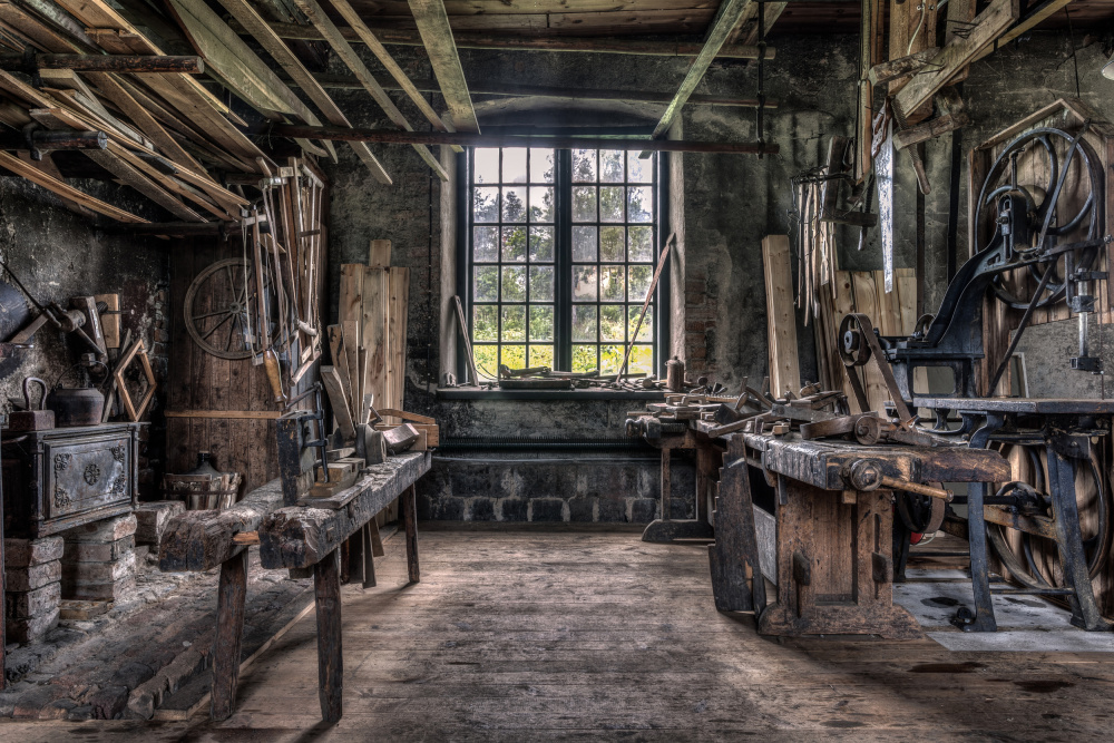 Vintage Artisan Workshop by Ludwig Riml — canvas wall art