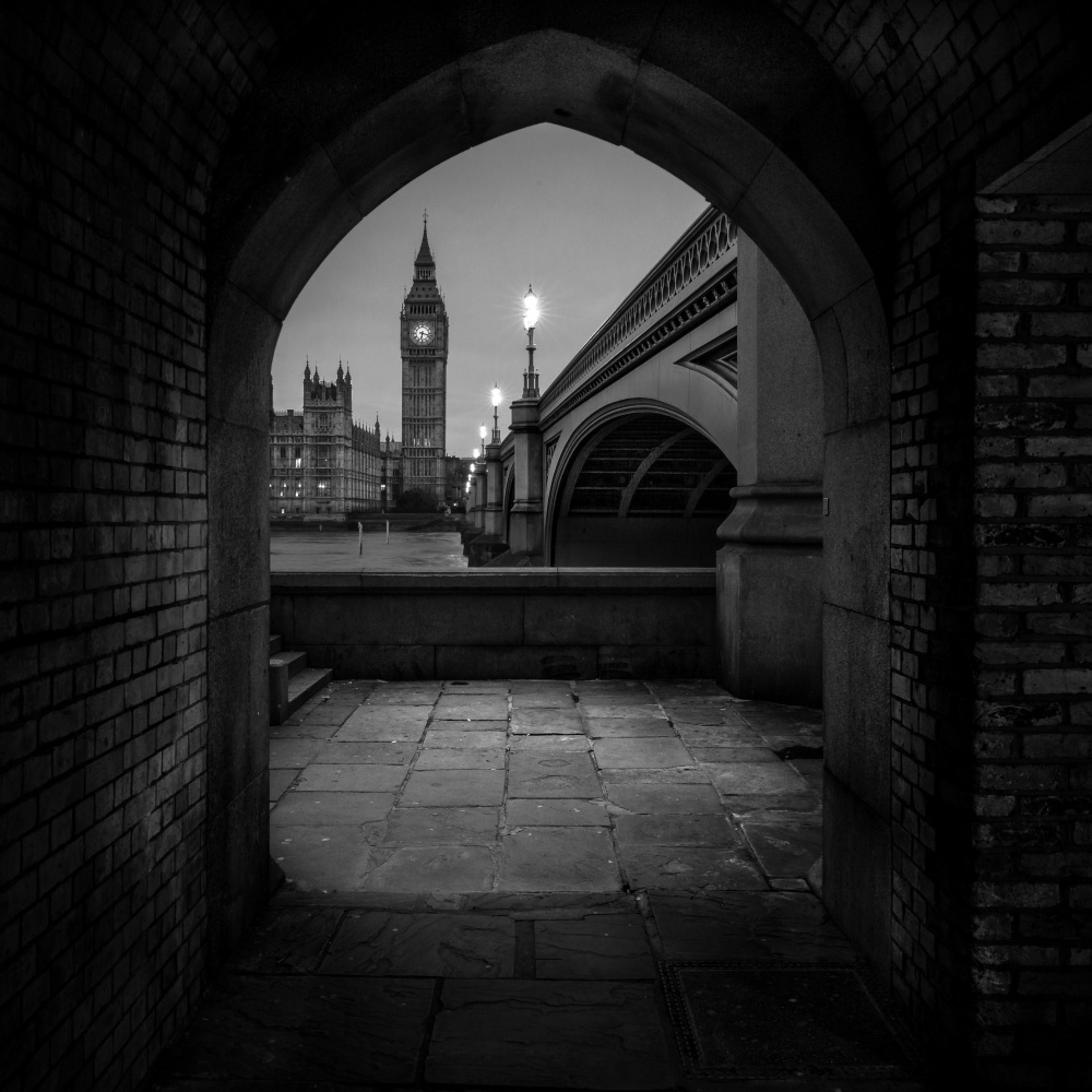 London Night Archway View by Hervé Loire — canvas wall art