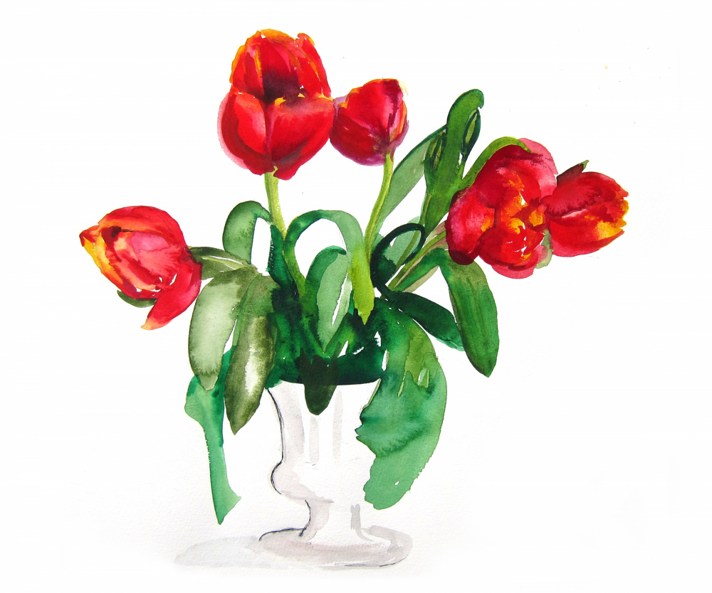 Vibrant Red Tulips by Christine Lindstrom — canvas wall art