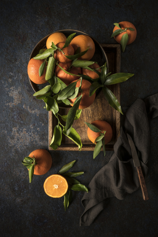 Fresh Moody Oranges by Diana Popescu — canvas wall art