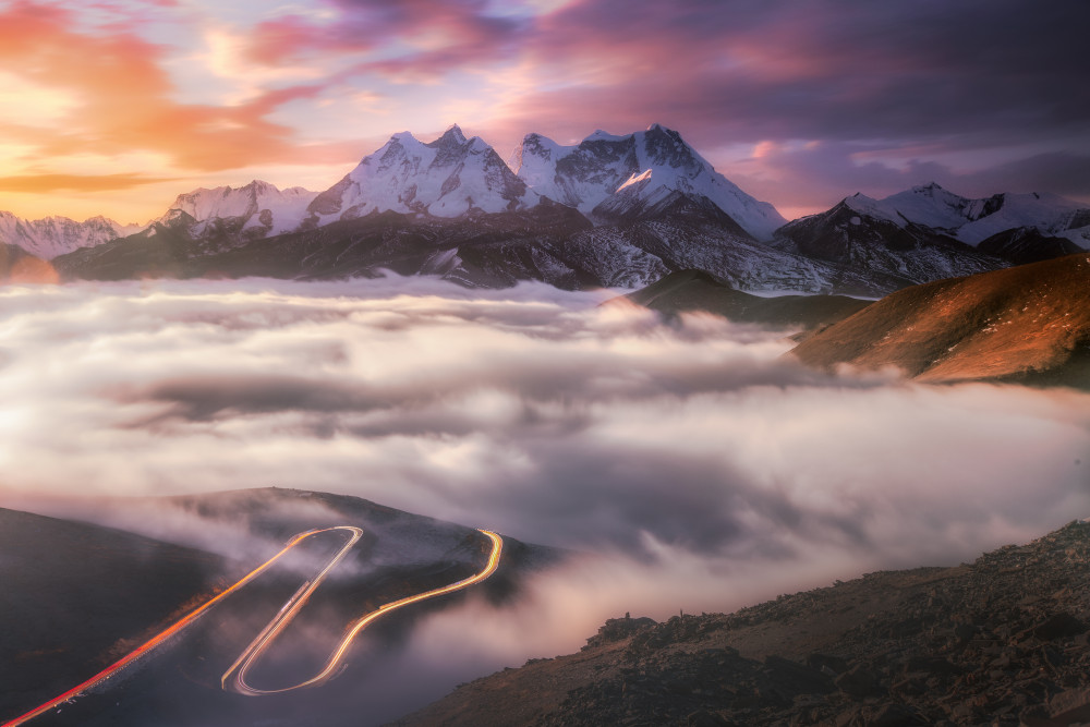 Ethereal Mountain Road Trails by Selions(陈磊) — canvas wall art