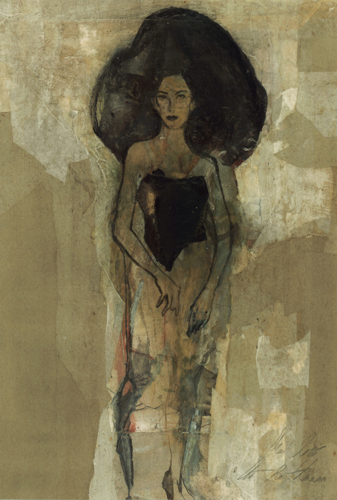 Elegant Dark Haired Woman by Ute Rathmann — canvas wall art