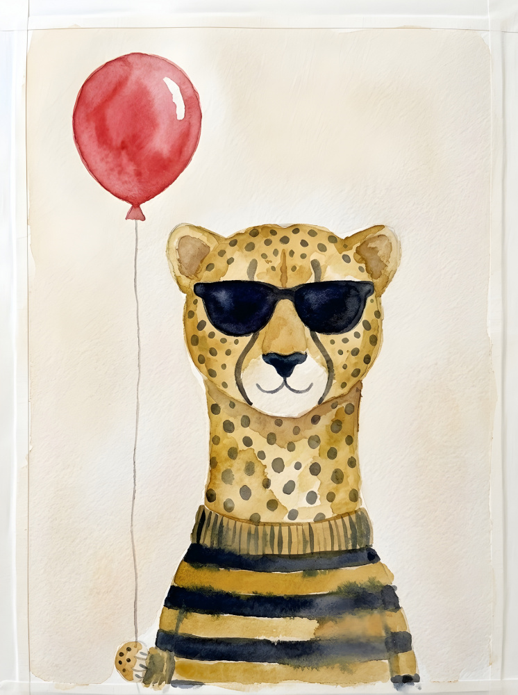 Cool Cheetah Balloon by HUGO — canvas wall art