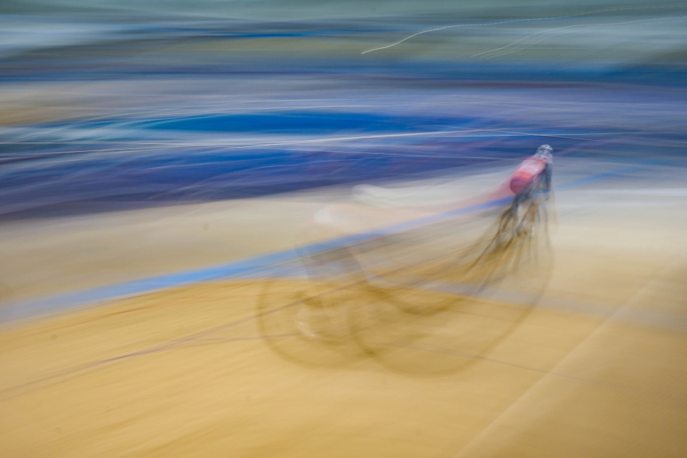 Speeding Cyclist Blur by Joshua Raif — canvas wall art