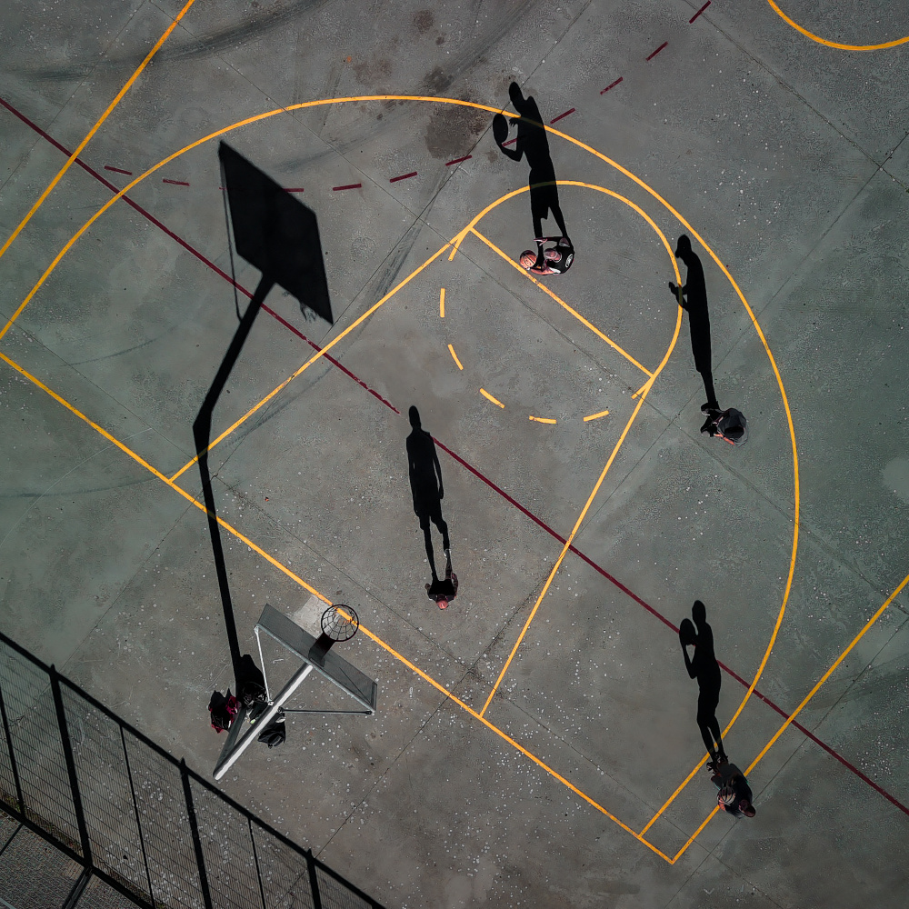 Basketball Court Shadows by Jesus Concepcion Alvarado — canvas wall art
