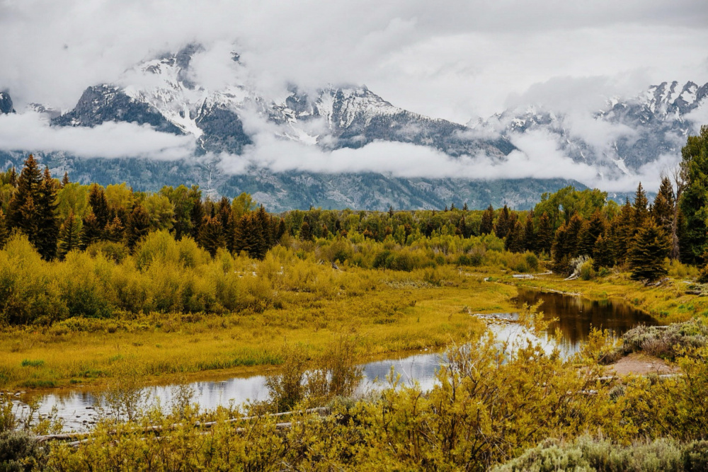 Autumn Mountain River Valley by Del Mundo Imagery — canvas wall art