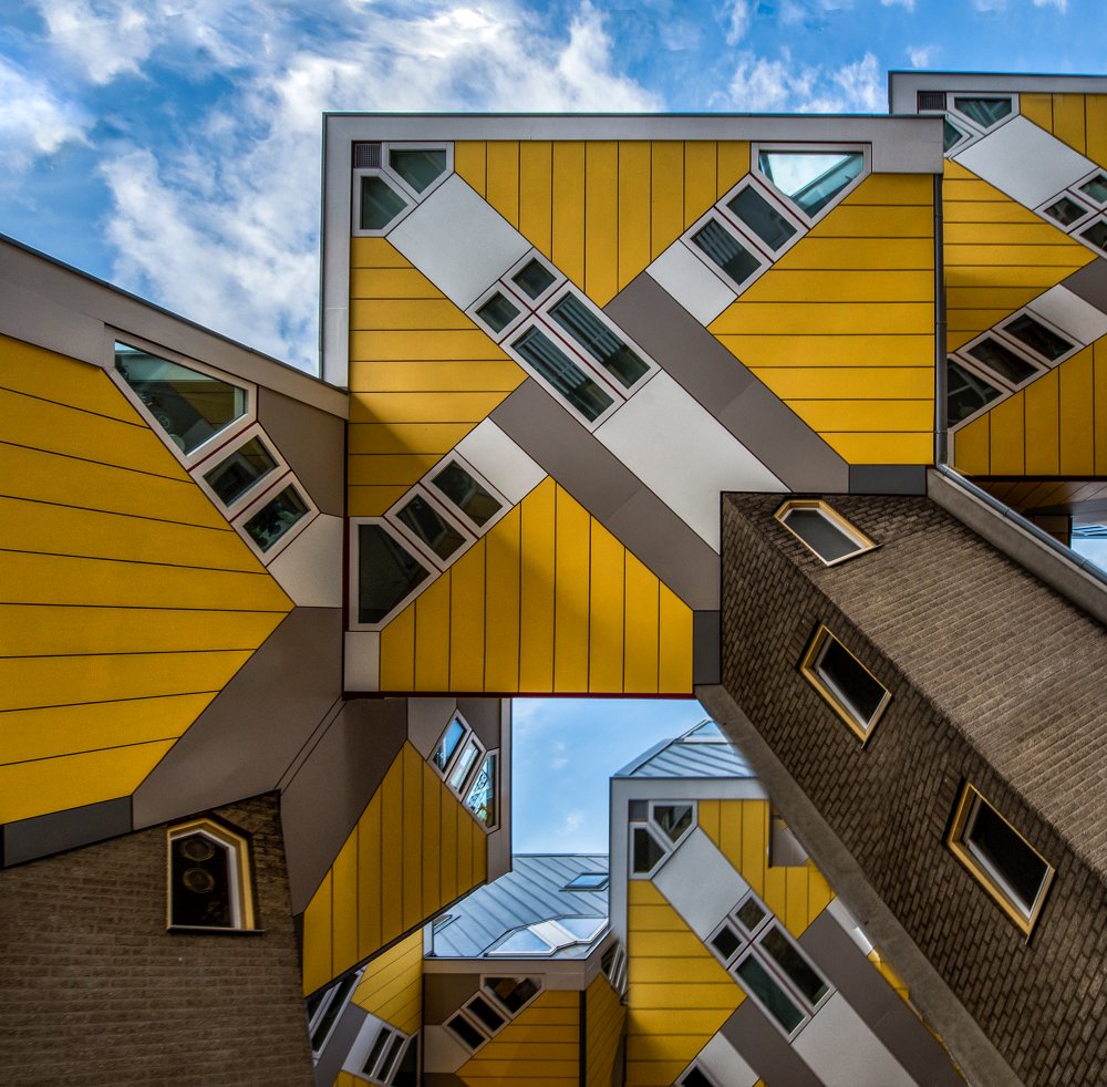 Yellow Cube Architecture by Rana Jabeen — canvas wall art