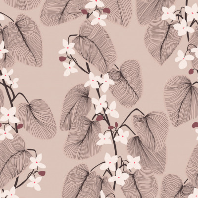 Japandi Farmhouse tendrils elegant misty pink seamless pattern