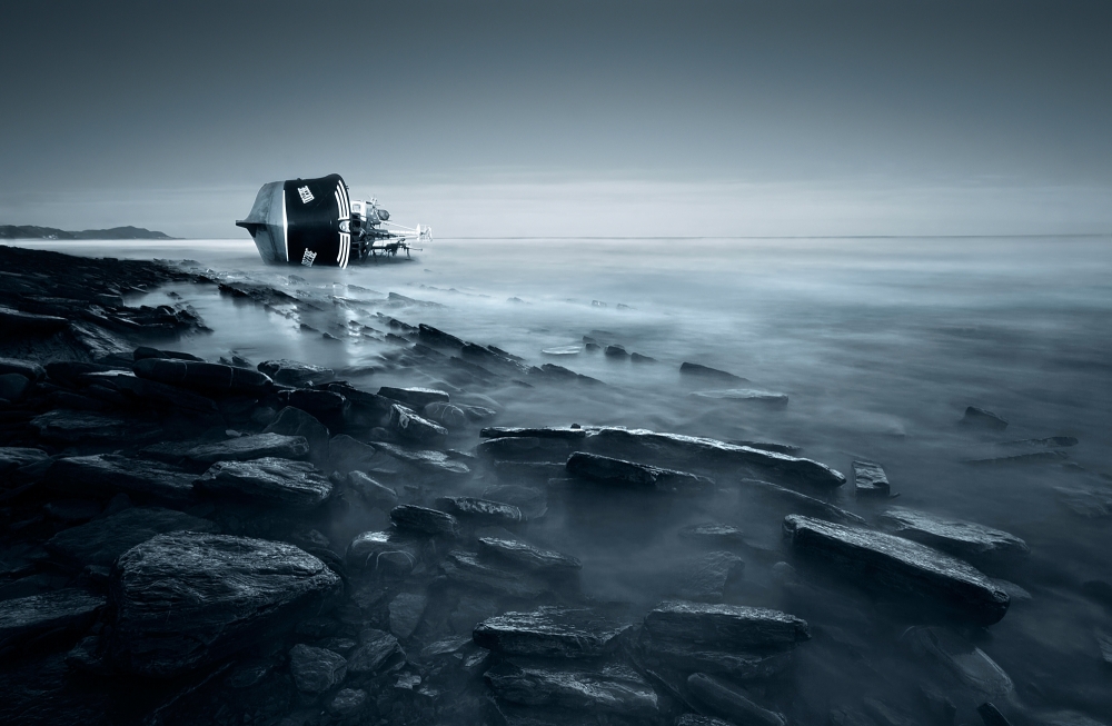 Desolate Coastal Wreck by Iñigo Barandiaran — canvas wall art