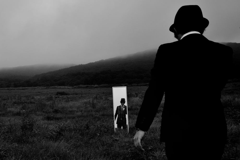 Man In Mirror Landscape by Sho Shibata — canvas wall art
