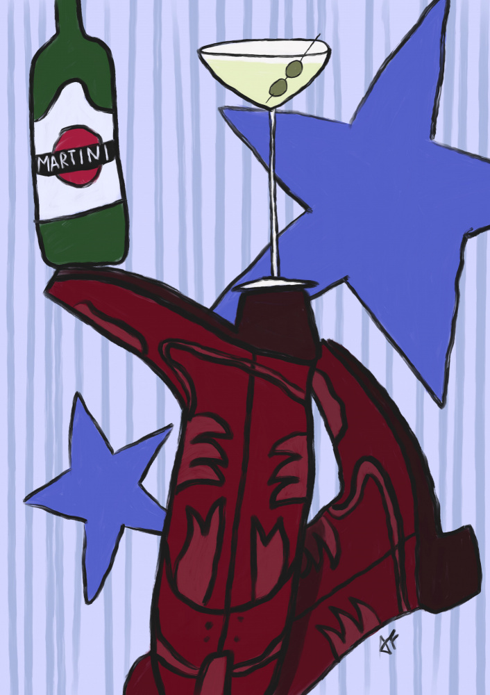 Martini Boots and Stars by Athene Fritsch — canvas wall art