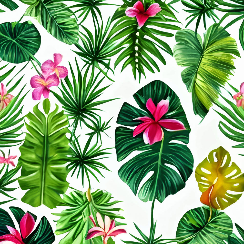 Lush Tropical Flora by Uma Gokhale — canvas wall art
