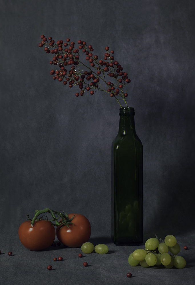 Moody Produce Still Life by Binbin L. — canvas wall art
