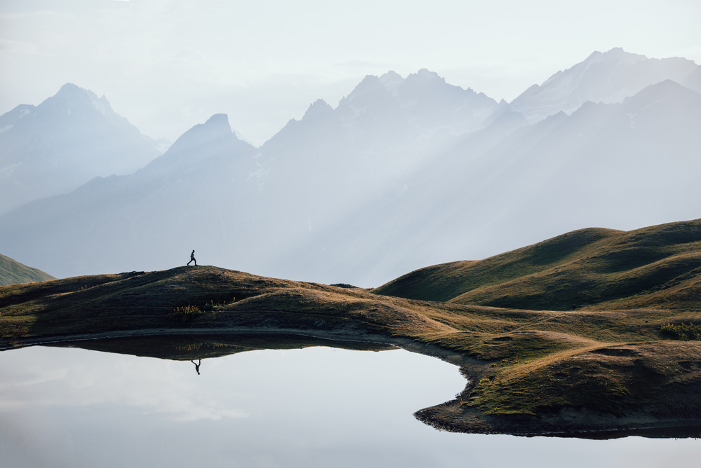 Solitary Mountain Runner by Witold Ziomek — canvas wall art